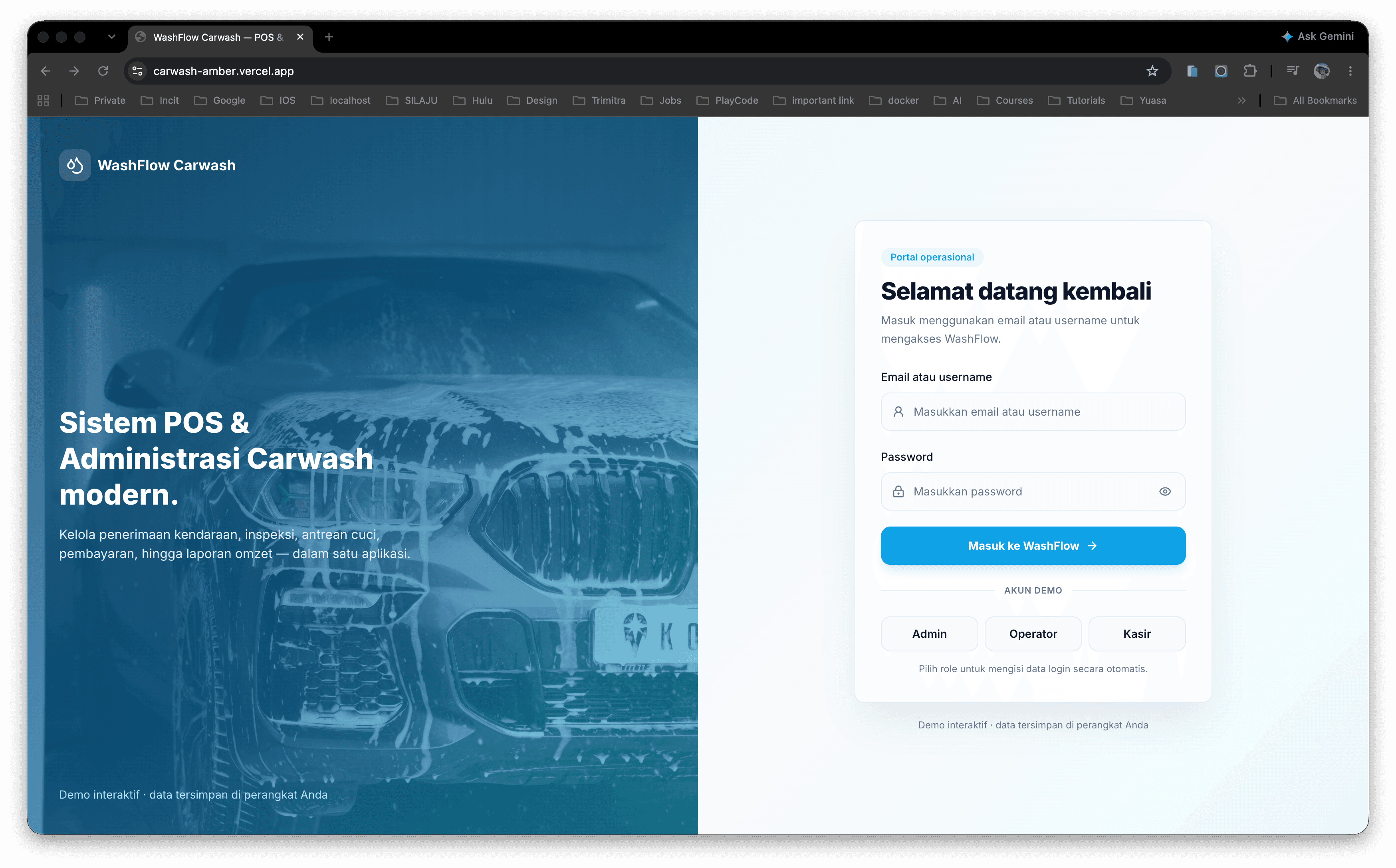 Prototype preview: WashFlow Carwash
